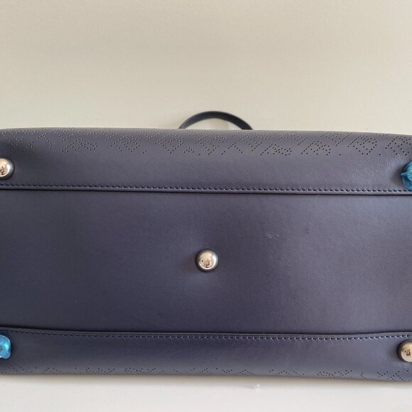 Burberry Navy Blue Medium Perforated Logo Leather Banner Bag - Picture 9 of 9